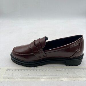 XYD Brown Women's Closed Round Toe Slip On Penny Loafers Low Heel Casual Shoes